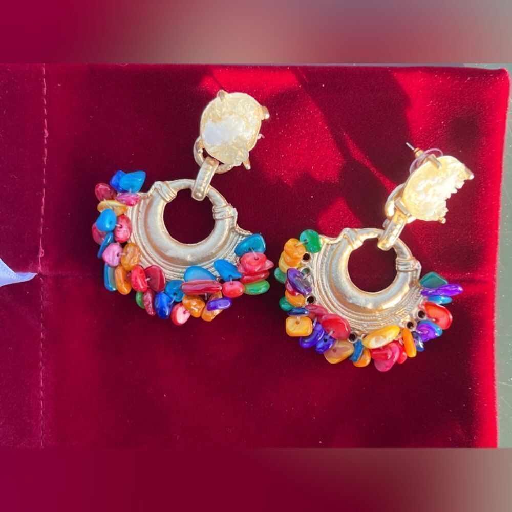 Multicolor Stone Drop Earrings - Picture 13 of 13